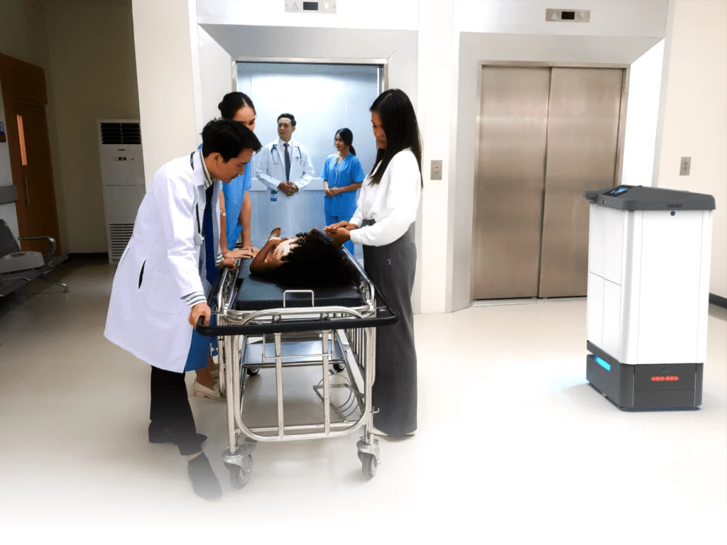 Aethon hospital robots. ZenaRX medical robot.