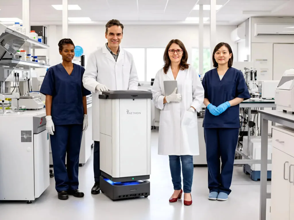 Mobile robot with lab team