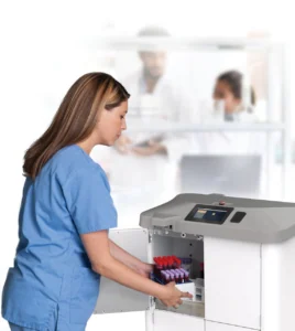 Mobile delivery robot for hospital labs